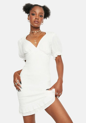 Simple Trustworthy Puff Sleeves Mini Dress