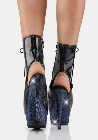 Black Holographic Bejeweled-1016-6 Rhinestone Heels