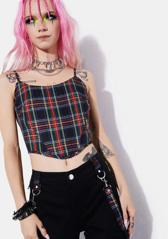Riot Squad Plaid Corset Top