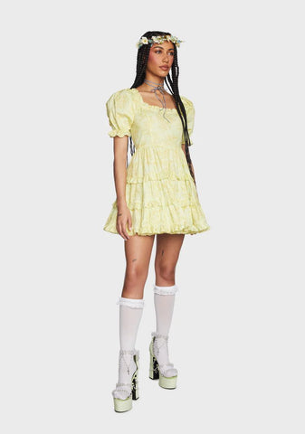 Wink For Me Babydoll Dress - Yellow