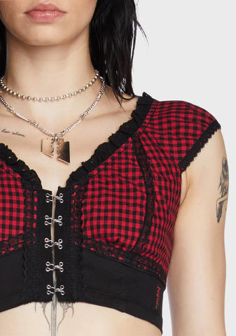 Red And Black Bo Peep Crop Top