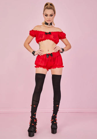 Devil Vivien Baby Noir Chiffon Shorts