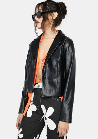 On The Rise Vegan Leather Blazer