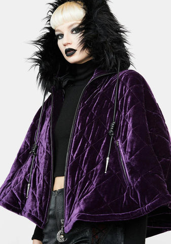Violet Quilted Velvet Cloak