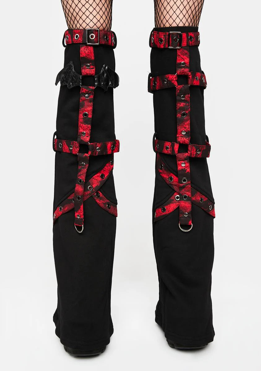 Red Punk Girls Flared Leg Sleeves