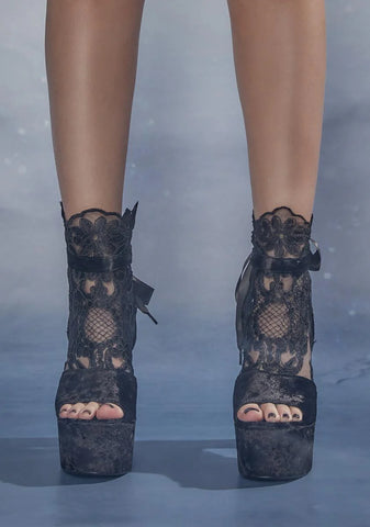 Stolen Heart Velvet Peep Toe Heels