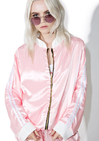 Pynk Silk Kitten Bomber Jacket