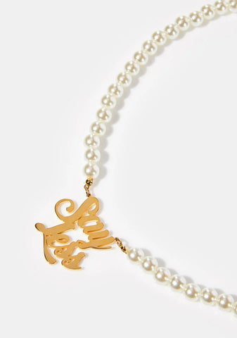 Say Less Pearl Necklace