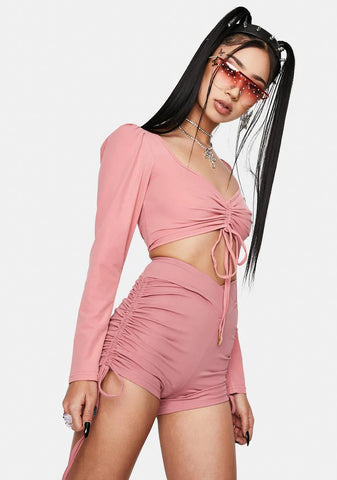 Drawstring Detail Booty Shorts