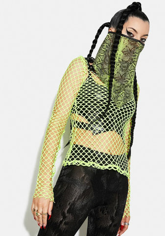 Green Florescent Serpentine Printed Triangular Scarf