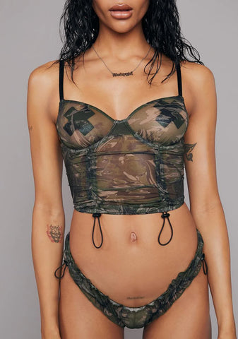 Camo Choose Ur Cherry Ruched Lingerie Set
