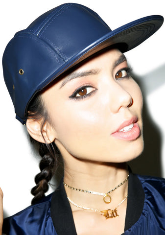 The Navy Leather Hat