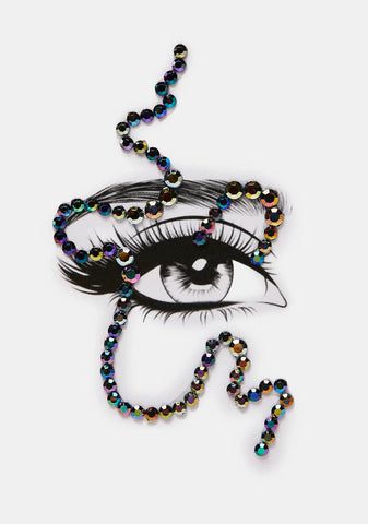 Black Squiggly Rhinestone Face Gems