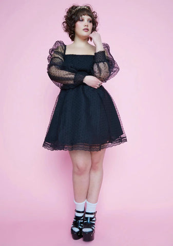 Hidden Echo's Chambers Swiss Dot Babydoll Dress