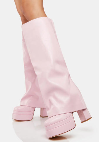 Pink Invisible Foldover Boots