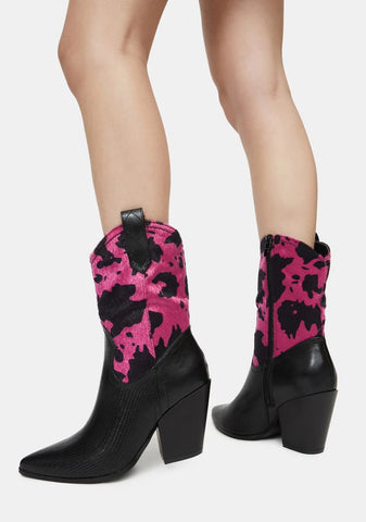 Ring the Bells Cow Print Boots