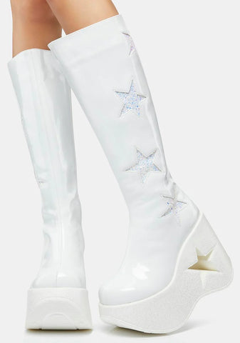 White Dynamite-218 Knee High Boots