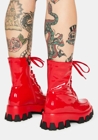 Red Excision Combat Boots
