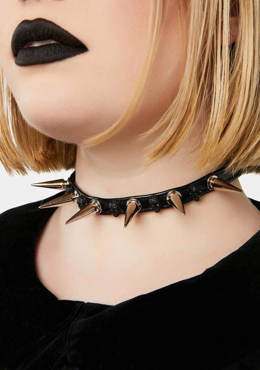 Wicked Macabre Thoughts Spiked Choker