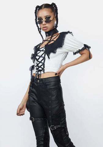 Pentagram Lace Up Top