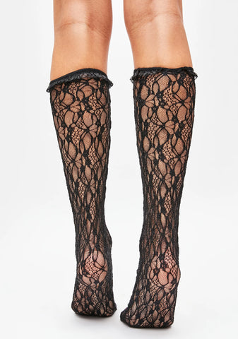 Triple Threat Rose Lace Socks