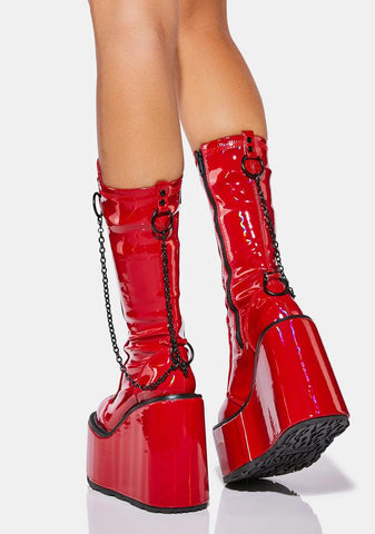 Red Holographic Purgatory Platform Boots