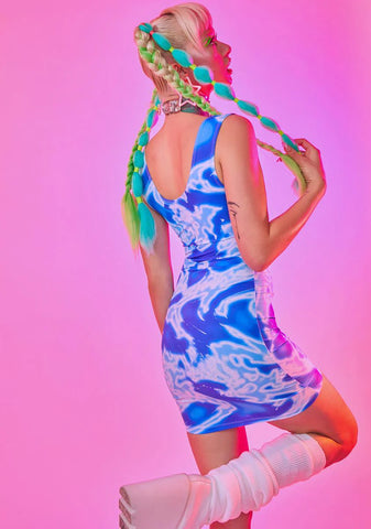 Blue Waves Mini Dress