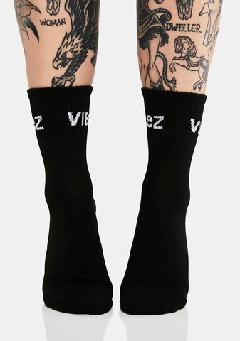 No Thoughts Crew Socks