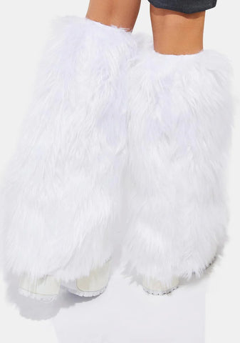 White Fuzzy Leg Warmers