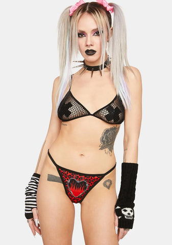 Devil Heart Leopard Thong