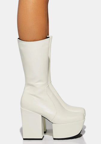 White Magnolia Platform Boots