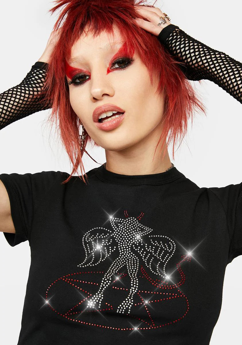 Pentagram Babe Rhinestone Graphic Tee