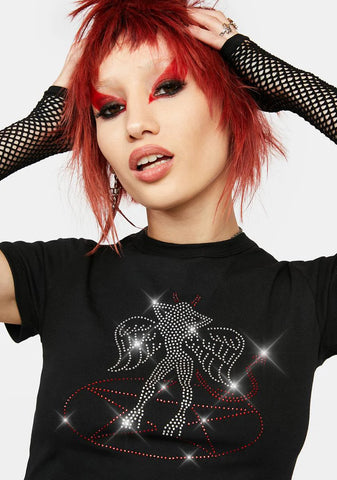 Pentagram Babe Rhinestone Graphic Tee