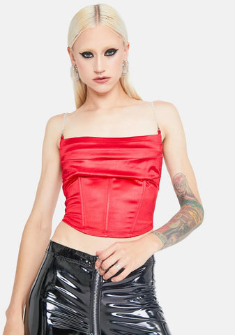 Hot Better Be Satin Corset Crop Top