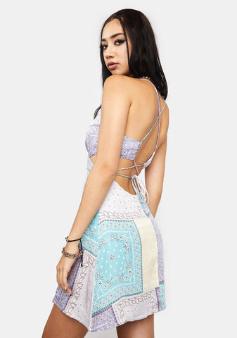 Lavender Bandana Mini Dress