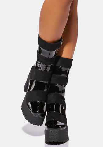 Told You So Striped Platform Boots