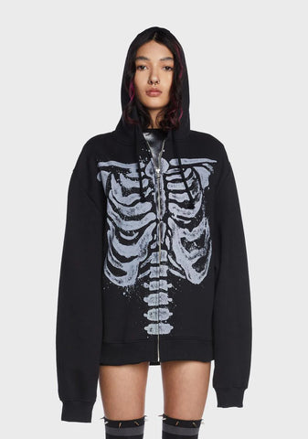 Skeleton Zip Up Hoodie Jacket