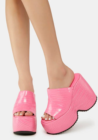 Pink Nennia Platform Wedges