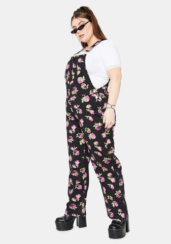 She's Lost In Yesterday Floral Overalls
