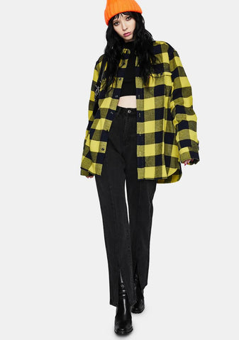 Washed Black Slim Jeans With Front Slits