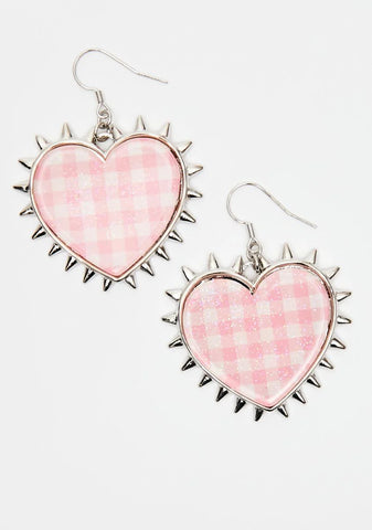 Sweet But Deadly Spiked Heart Earrings