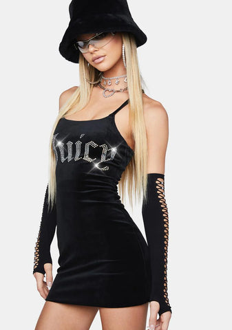 Big Bling Velour Strap Dress
