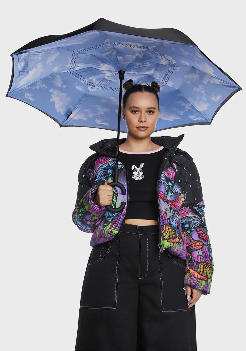 Clouds Unbelievabrella Reverse 48" Arc Closing Stick Umbrella