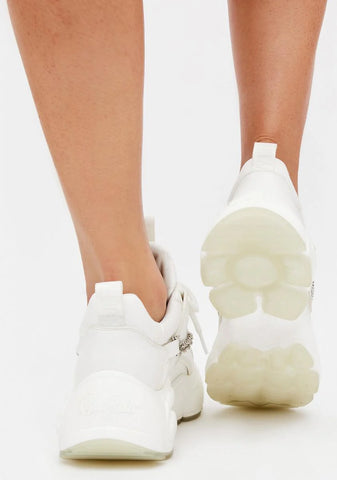 White Binary Chain Platform Sneakers