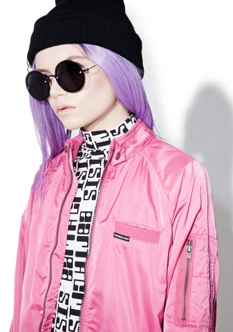 Rose Washed Satin Boyfriend Jacket