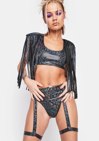 Holo Shimmer High Waist Garter Shorts
