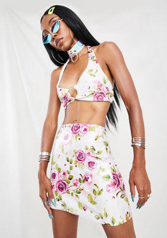 Pink Rose Mini Skirt