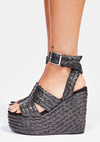 Black Gabbie Wedge Heels