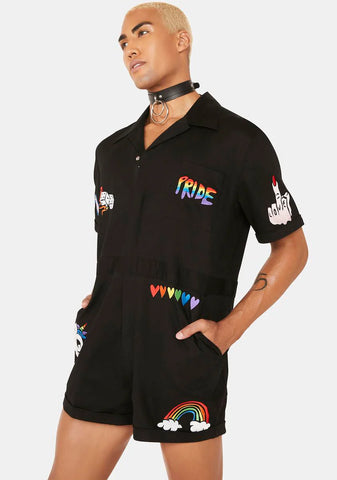 Wish You Were Queer Embroidered Patch Romper