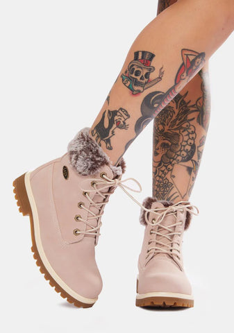 Soft Pink Convoy Faux Fur 6 Inch Boots